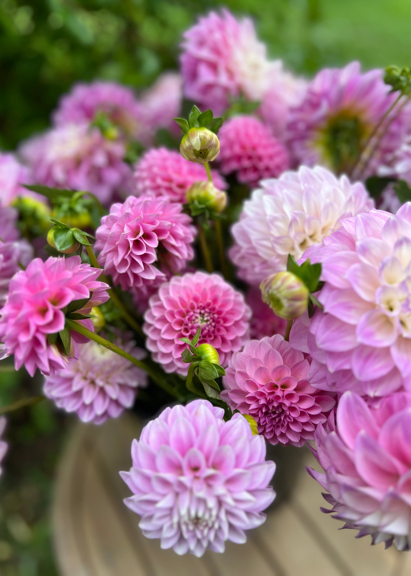Dreamy Soft Pink Flower Bucket