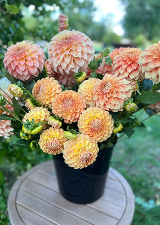 Dreamy Tangerine Flower Buckets