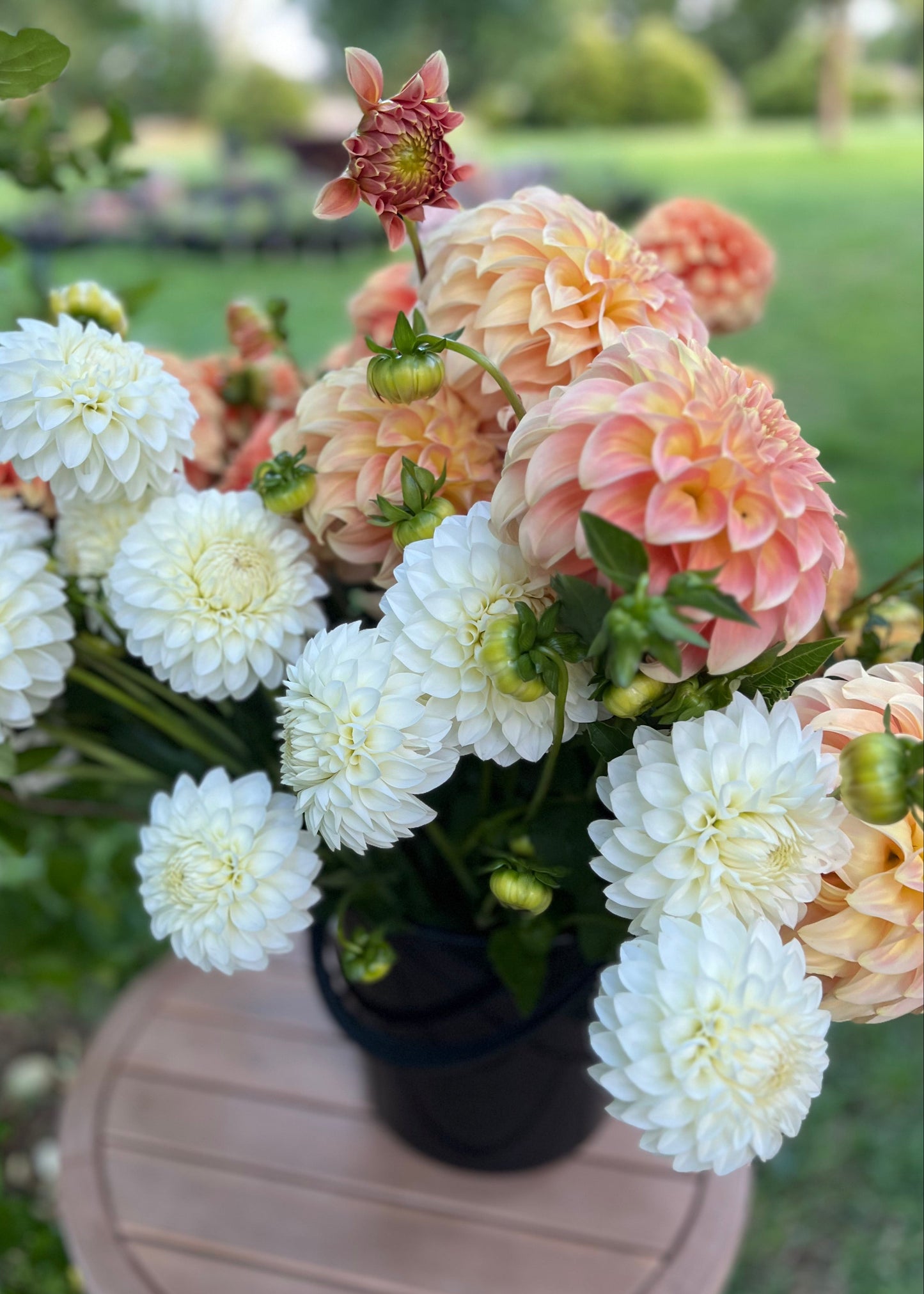 Dreamy Tangerine Flower Buckets